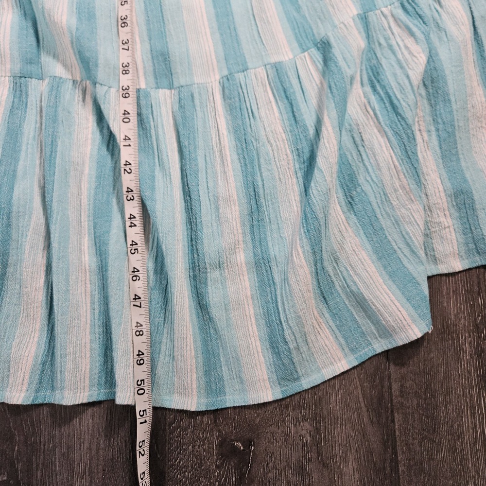 Tuckernuck Maxi Dress Women M Aquamarine Stripe Salty Paloma Caftan Beach Resort - Picture 9 of 11